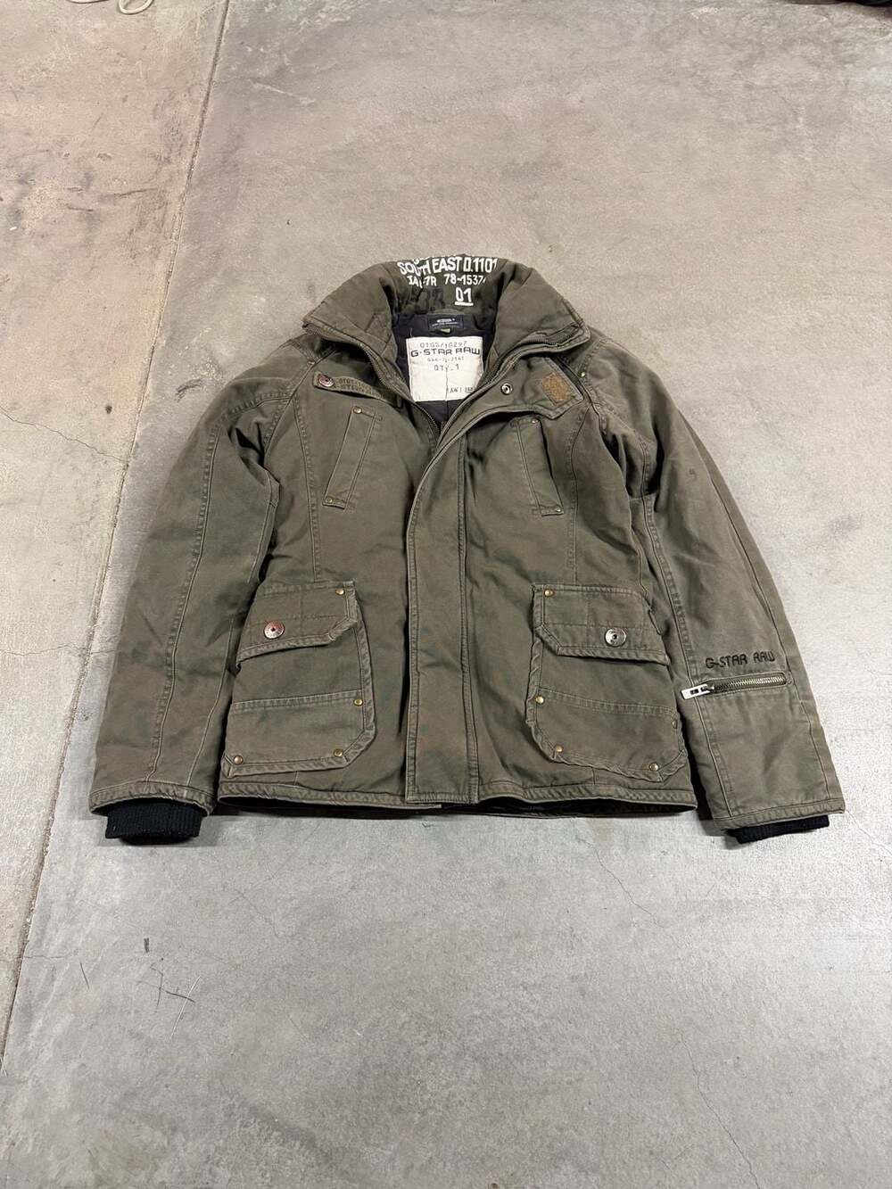 G-Star Raw Utility Jacket Size M Olive Green Cargo Military
